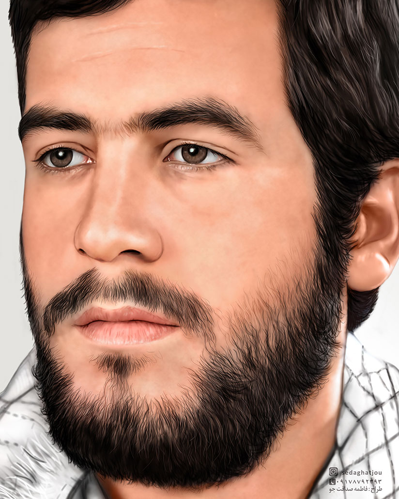 نقاشی دیجیتال شهید غلامرضا کاووسی